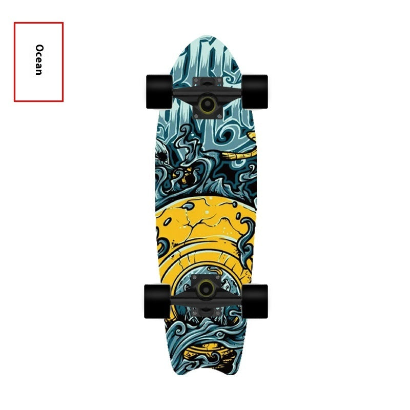 Fishtail Maple Skateboard — 21 Graphic Designs, 28" Deck