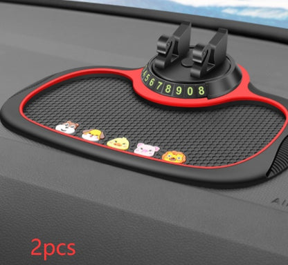 Non-Slip Car Phone Pad 4-in-1 Car Parking Number Card Anti-Slip Mat Auto Phone Holder Sticky Anti Slide Dash Phone Mount