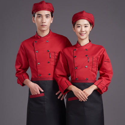 Chef Uniform with Gray Trim – Breathable Linen-Cotton Kitchen Jacket, Long & Short Sleeve