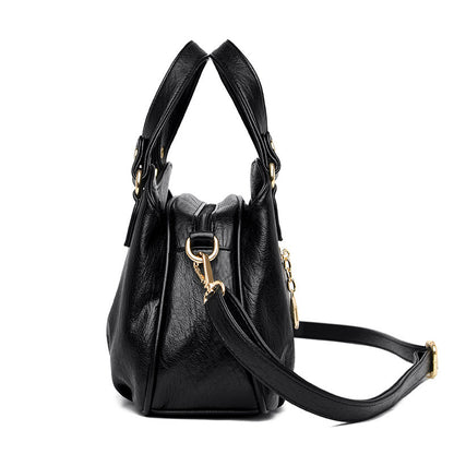 Women's Sheepskin Leather Shoulder Bag – Large Stitched Tote Crossbody Handbag