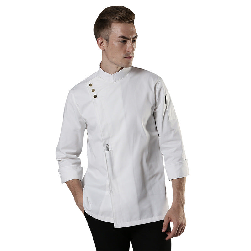 Men's Long-Sleeve Chef Coat – Moisture-Wicking Polyester Kitchen Workwear Uniform