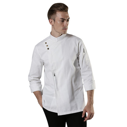 Men's Long-Sleeve Chef Coat – Moisture-Wicking Polyester Kitchen Workwear Uniform