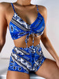 Women's High Waist Bikini Set with Shorts | Sleeveless Split Swimsuit