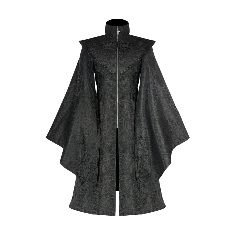 Medieval Gothic Mid-Length Coat – Unisex Cosplay & Role-Play Costume Jacket