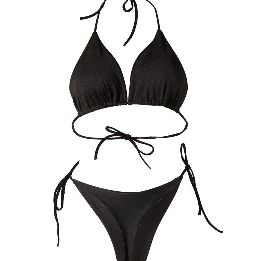Lace-Up T-Back Bikini Set with Chest Pad — 7 Styles, S–XL