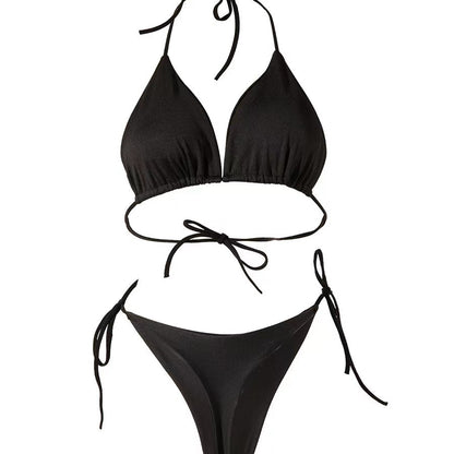 Lace-Up T-Back Bikini Set with Chest Pad — 7 Styles, S–XL