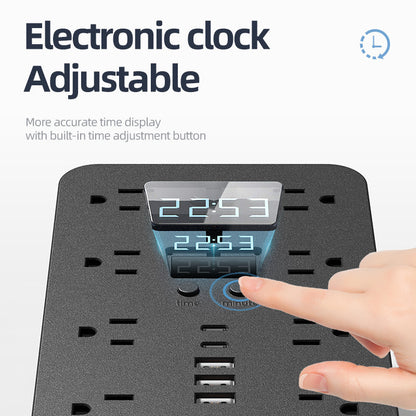 Power Strip — 16 AC Outlets, 3 USB + 2 USB-C, 10 ft Cord
