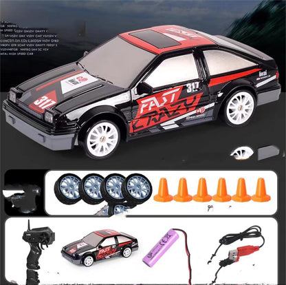 1:24 Scale RC Drift Car – 4WD Remote Control Racing Car with LED Lights & Traffic Cones
