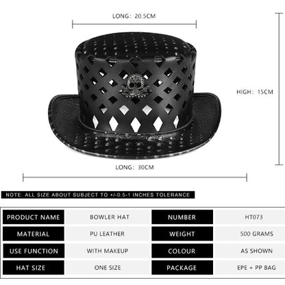 Black PU Leather Plague Doctor Top Hat – Medieval Halloween Cosplay Accessory