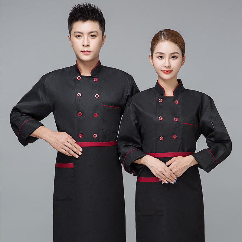 Long-Sleeve Chef Jacket — Color Block, 4 Colors, M–5XL