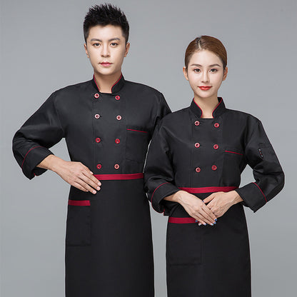 Long-Sleeve Chef Jacket — Color Block, 4 Colors, M–5XL